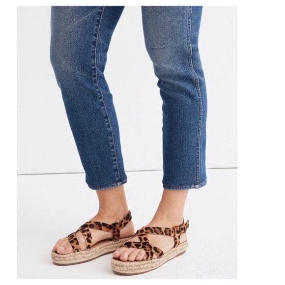 New W/ Box Madewell‎ Aleh Asymmetric Malia Espadrille Sandal Leopard Calf… - Picture 3 of 9